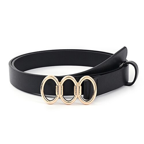 

Women's PU Buckle Belt PU Leather Metal Bucke Geometric O-ring Casual Classic Party Holiday Black