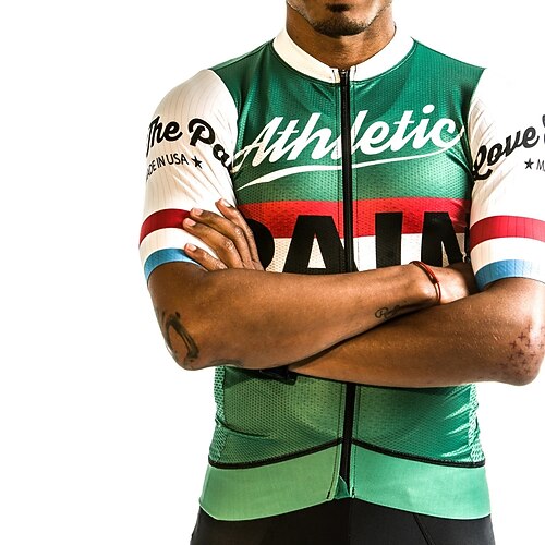 

21Grams Men's Cycling Jersey Short Sleeve Bike Top with 3 Rear Pockets Mountain Bike MTB Road Bike Cycling Breathable Quick Dry Moisture Wicking Reflective Strips Green Polyester Spandex Sports