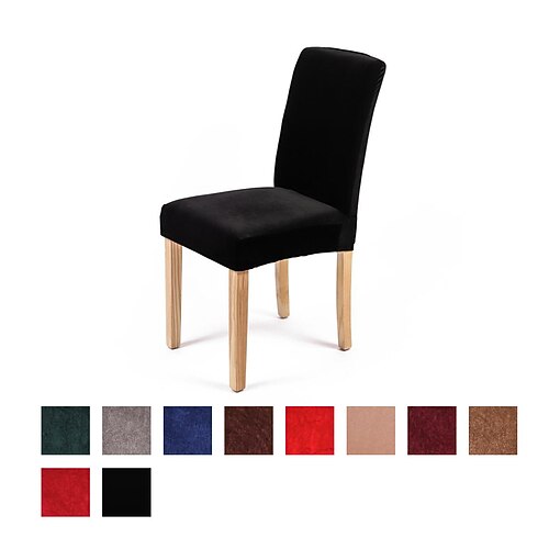 

Stretch Velvet Dining Chair Cover Protector Spandex Cover Seat Slipcover with Elastic Band for Dining Room Wedding Ceremony Banquet Hotel Home Decor