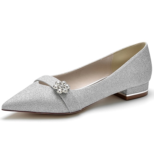 

Per donna scarpe da sposa Scarpe da sera Matrimonio Feste Appartamenti di nozze Estate Con diamantini Piatto Appuntite Elegante Dolce Lustrini Mocassino Tinta unita Bianco Argento Champagne