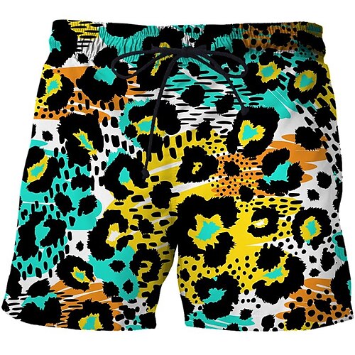 

Men's Casual Fashion Shorts Beach Shorts 3D Print Elastic Drawstring Design Knee Length Pants Daily Holiday Micro-elastic Graphic Leopard Comfort Soft Mid Waist Blue Purple Yellow Light Blue M L XL