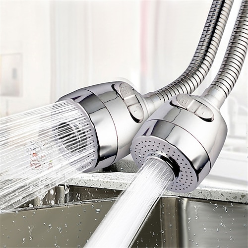Kitchen Sink Tap Faucet Extension 18cm 2 Mode Sprayer, 360 Degree Rotatable Anti-Splash Extender with Hose Spray Head Swivel Aerator Foam & Rain Mode for 22-24mm Diameter
