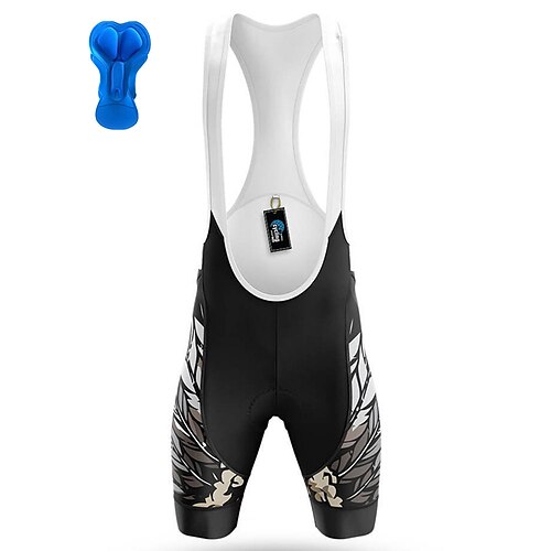 

21Grams Herre Bib Shorts Sykkel Sykkelshorts Med Seler Bunner Fjellsykling Veisykling sport Blad 3D Pute Sykling Pustende Hurtigtørkende Grå Polyester Spandex Klær Sykkelklær / Elastisk