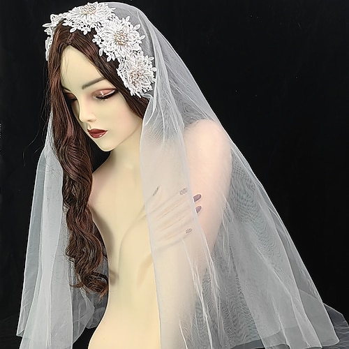 

Two-tier Vintage / Cute Wedding Veil Elbow Veils with Beading / Appliques / Splicing 25.59 in (65cm) Lace / Tulle