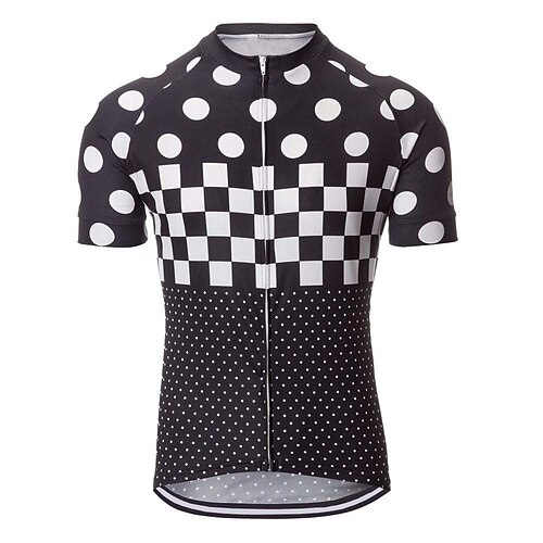 

CAWANFLY Men's Cycling Jersey Short Sleeve Bike Tee Tshirt Jersey Top with 3 Rear Pockets Road Bike Cycling Anti-Slip Sunscreen UV Resistant Cycling Black White Polka Dot Polyester Sports Clothing