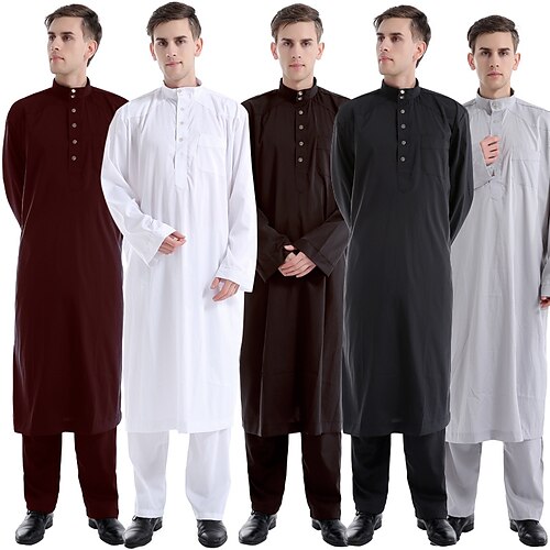 

Arabian Muslim Adults Men's Cosplay Abaya Pants Abaya Robe For Party Festival Polyester Solid Color Leotard / Onesie Pants