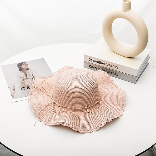 

Women's Stylish Sun Hat Home Street Dailywear Pure Color Pure Color Beige White Hat Portable Windproof Comfort