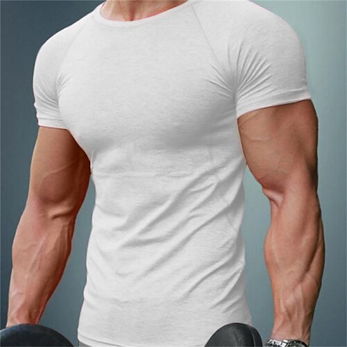 

Men's T shirt Tee Solid Color Crew Neck Sea Blue Army Green Gray White Black Casual Holiday Short Sleeve Clothing Apparel Cotton Sports Fashion Lightweight Big and Tall / Summer / Summer