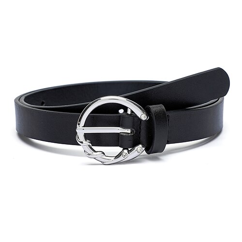 

Women's PU Buckle Belt Skinny Belt PU Leather Metal Bucke Geometric Casual Classic Wedding Daily Black