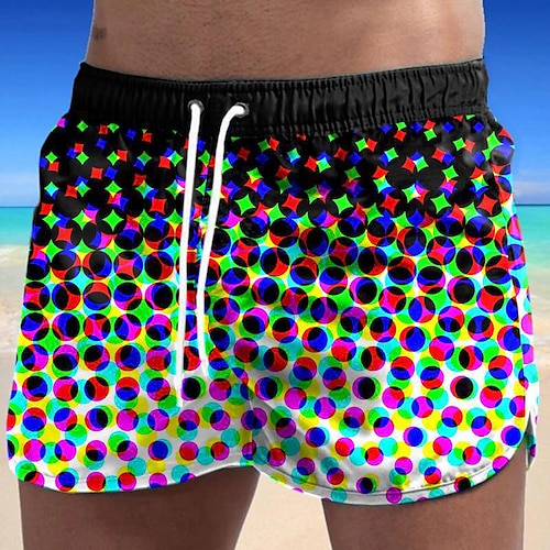 

Men's Casual Fashion Shorts Beach Shorts 3D Print Elastic Drawstring Design Short Pants Daily Holiday Micro-elastic Graphic Optical Illusion Comfort Soft Mid Waist Black / White Green Black Brown M L