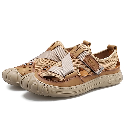 

Men's Basketball Shoes Sandals Casual Classic Daily Outdoor PU Elastic Fabric Light Brown Black Spring Summer