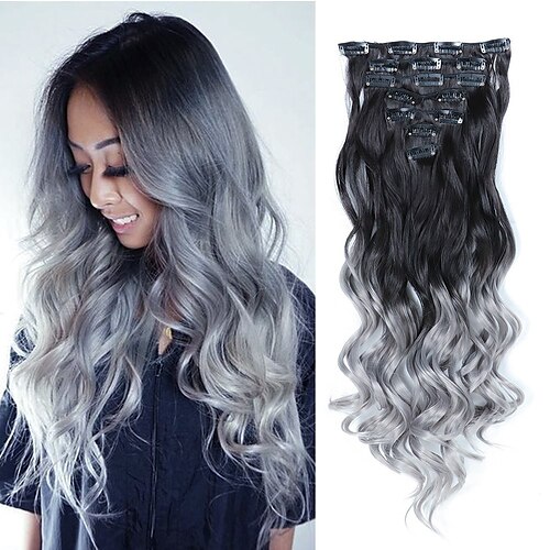 

Synthetic Extentions Wavy Synthetic Hair 22 inch 7pcs/set Thick Hair Body Wave Style Ombre Color For Women