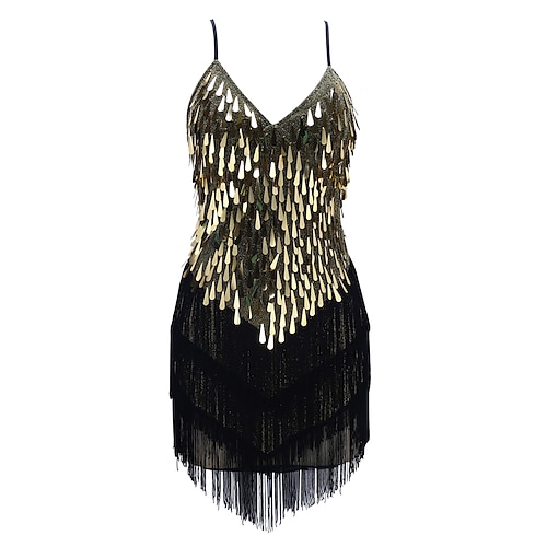 

Den store Gatsby Charleston De livlige 20-årene 1920-tallet Cocktail Kjole Vintage kjole Flapper kjole Dame Paljetter Dusk Kostume Årgang Cosplay Ytelse Fest Festival Ermeløs Kjole Halloween