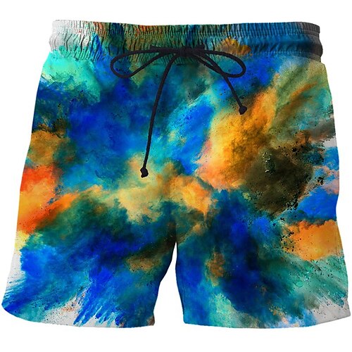 

Men's Swim Shorts Swim Trunks Board Shorts Beach Shorts Drawstring Elastic Waist Elastic Drawstring Design Graphic Smoke Print Comfort Quick Dry Knee Length Daily Holiday Beach Sports Fashion Blue