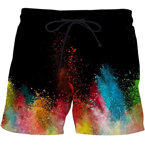 

Men's Casual Fashion Shorts Beach Shorts 3D Print Elastic Drawstring Design Knee Length Pants Daily Holiday Micro-elastic Smoke Graphic Comfort Soft Mid Waist Green Black Orange Yellow M L XL XXL 3XL