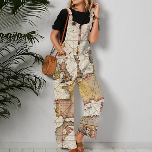 

Women's Jumpsuit Pocket Floral Square Neck Streetwear Street Daily Regular Fit Sleeveless Green Blue Purple S M L Spring