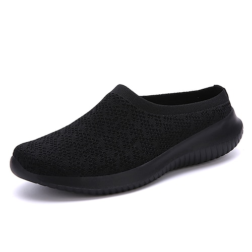 

Damen Mules Übergrössen Sportliche Pantoletten Täglich Sommer Flacher Absatz Runde Zehe Casual Minimalismus Wanderschuhe Fliegendes Weben Halbschuhe Einfarbig Schwarz Blau