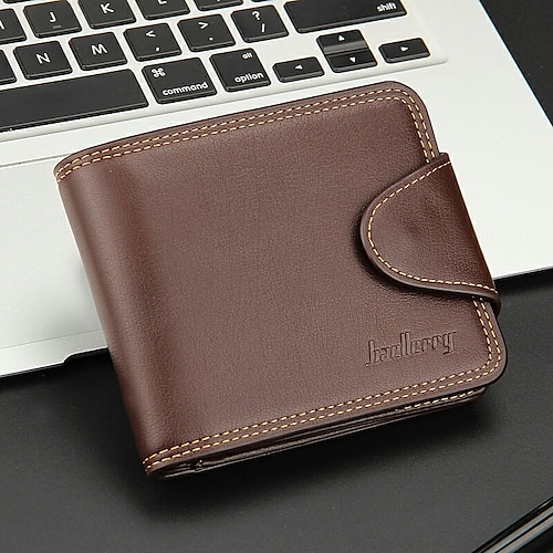 

Men's Wallet Polyester PU Leather Daily Office Career Embossed Solid Color Black Dark Coffee