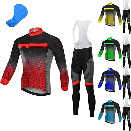 

21Grams Per uomo Maglia con salopette lunga da ciclismo Manica lunga Ciclismo da montagna Cicismo su strada Verde Azzurro cielo Rosso Gradiente Bicicletta Completo tuta Pad 3D Traspirante Asciugatura