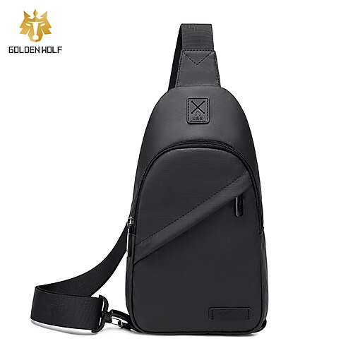 

Men's Sling Shoulder Bag Polyester Zipper Solid Color Daily Black