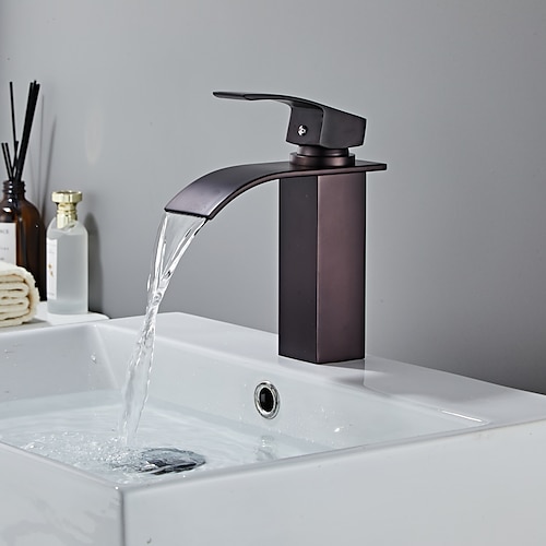 

Bathroom Sink Faucet - Waterfall Oil-rubbed Bronze Centerset Single Handle One HoleBath Taps