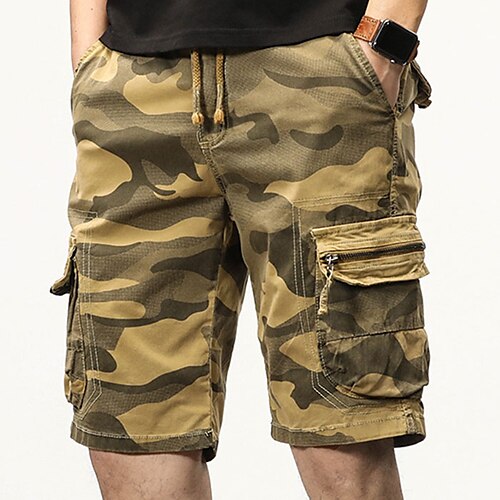 

Men's Hiking Cargo Shorts Hiking Shorts Military Camo Summer Outdoor 12"" Ripstop Breathable Quick Dry Zipper Pocket Shorts Bottoms Knee Length Army Green Grey Cotton Camping / Hiking Fishing Climbing