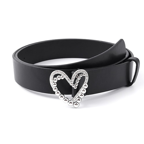 

Women's PU Buckle Belt Irregular Belt PU Leather Metal Bucke Geometric Heart Classic Cowboy Party Wedding Black