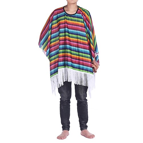 

Meksikansk Maskerade Serape Poncho-kostyme Voksne Herre Cosplay Cinco de Mayo Mexicos uavhengighetsdag De dødes dag Karneval Maskerade Festival / høytid Polyester / Bomull Grønn / Blå / Rød Herre Dame