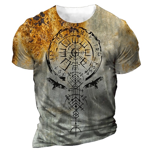 

Men's Unisex T shirt 3D Print Graphic Prints Totem Crew Neck Street Daily Print Short Sleeve Tops Casual Vintage Designer Big and Tall Gray