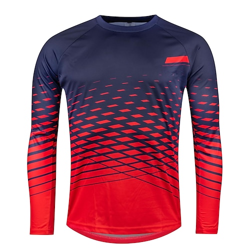 

21Grams Men's Downhill Jersey Long Sleeve Mountain Bike MTB Road Bike Cycling Red Graphic Bike Breathable Quick Dry Moisture Wicking Polyester Spandex Sports Graphic Clothing Apparel / Stretchy