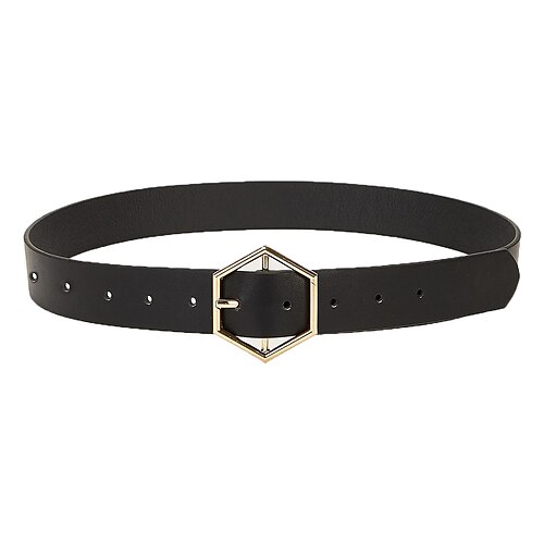 

Women's PU Buckle Belt PU Leather Prong Buckle Geometric Classic Cowboy Party Daily Black
