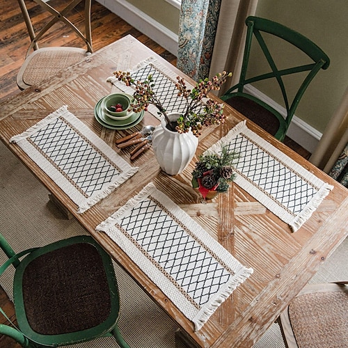 

1 Pcs Placemat for Dining Table,Boho Placemat Table Mats Non-Slip Woven Crossweave Heat-Resistant Anti-Skid Washable Durable