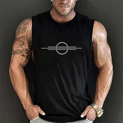 

Men's Tank Top Vest Undershirt Symbol Crew Neck Casual Daily Sleeveless Tops Lightweight Fashion Big and Tall Sports Black / White White Black / Summer / Summer