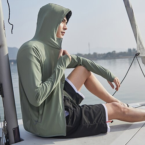 

Men's UPF 50 UV Sun Protection Zip Up Hoodie Long Sleeve Fishing Running Hiking Jacket Windbreaker Summer Outdoor Quick Dry Lightweight Breathable Outerwear Coat Top Hunting Climbing