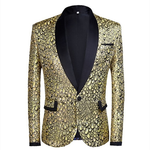 

Men's Ugly Blazer Regular Regular Fit Print Silver Gold 2022 / Winter