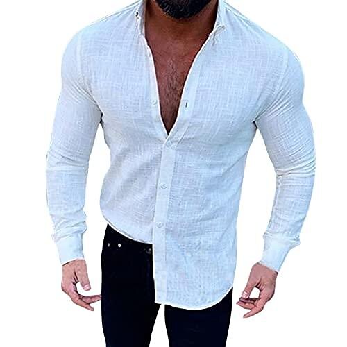 

Men's Casual Shirt Solid Color Collar Black Yellow Orange White Daily Long Sleeve Clothing Apparel Basic Casual