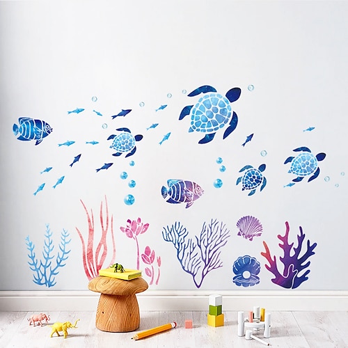 

Sea Turtle Coral Reef Fish Creative Personality Home Decoration Living Room Sofa Background Wall Paste