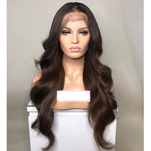 

long body wave mørkebrune blonde frontparykker til balck kvinder syntetiske blonde frontparykker nem at have på dagligt