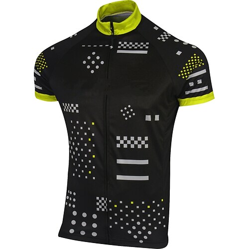 

CAWANFLY Men's Cycling Jersey Short Sleeve Bike Tee Tshirt Jersey Top with 3 Rear Pockets Road Bike Cycling Anti-Slip Sunscreen UV Resistant Cycling Black Yellow Stripes Polyester Sports Clothing