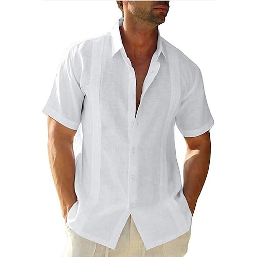 

Per uomo Informale Camicia Standard Manica corta Collo ripiegabile Tinta unica Misto cotone Nero Bianco Verde 2023