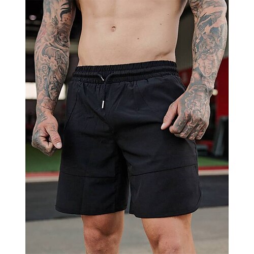 

Men's Running Shorts Gym Shorts Drawstring Split Bottoms Sports & Outdoor Athletic Cotton Breathable Quick Dry Moisture Wicking Gym Workout Running Jogging Sportswear Activewear Solid Colored Black