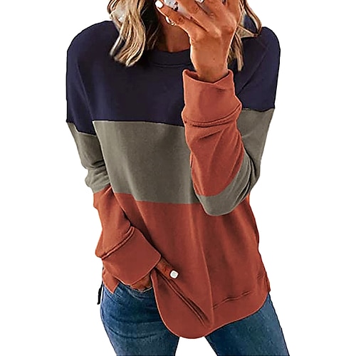 Women Sweatshirts Tie Dye Print Striped Color Block Long Sleeve Comfy Loose Soft Casual T Shirts Pullover