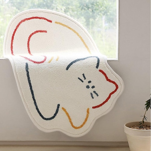 

Cat Shape Indoor Door Mat, Indoor Rugs Absorbent Resist Dirt Entrance Rug, Non Slip Bathroom Rug,Machine Washable Inside Floor Mat Door Rugs Area Rug