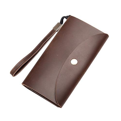 

Men's Clutch Coin Purse Wallet Nappa Leather Cowhide Daily Zipper Coffee