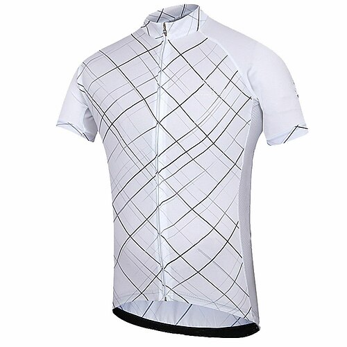 

CAWANFLY Men's Cycling Jersey Short Sleeve Bike Tee Tshirt Jersey Top with 3 Rear Pockets Road Bike Cycling Anti-Slip Sunscreen UV Resistant Cycling White Stripes Polyester Sports Clothing Apparel