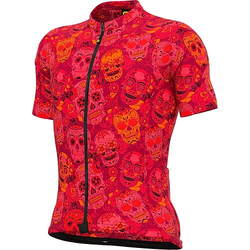 

21Grams Men's Cycling Jersey Short Sleeve Bike Top with 3 Rear Pockets Mountain Bike MTB Road Bike Cycling Breathable Quick Dry Moisture Wicking Reflective Strips Red Brown Skull Polyester Spandex