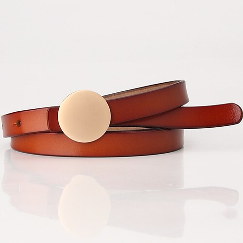 

Women's Unisex Leather Belt Cowhide Prong Buckle Plain Casual Classic Party Daily Black Red Brown Coffee