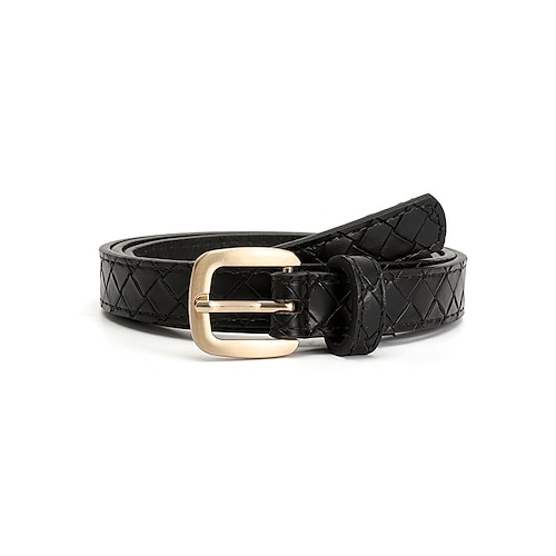 

Women's Unisex PU Buckle Belt PU Leather Prong Buckle Plain Casual Classic Party Daily Black Red Brown Beige