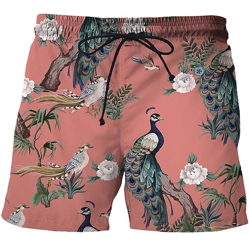 

Men's Casual Fashion Shorts Beach Shorts 3D Print Elastic Drawstring Design Knee Length Pants Daily Holiday Micro-elastic Graphic Flower / Floral Comfort Soft Mid Waist Blue Red Brown Navy Blue M L