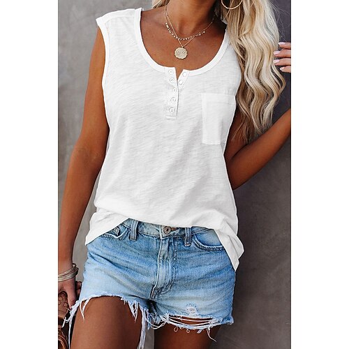 

Women's Yoga Top Summer Pocket Solid Color White Black Yoga Fitness Gym Workout Tee Tshirt Tank Top Sleeveless Sport Activewear Breathable Quick Dry Comfortable Micro-elastic
